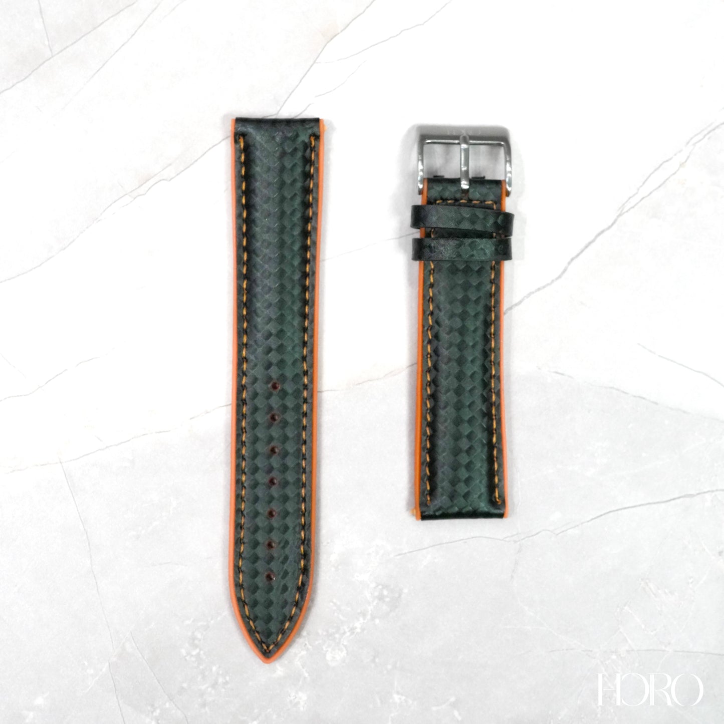 69M - Calf/silicone rubber strap Orange Black