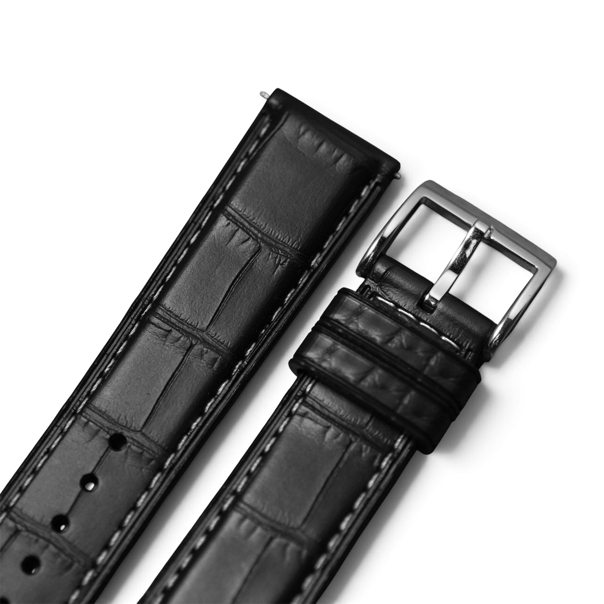 AGFKM - Black with white stitching Alligator pattern FKM Rubber strap