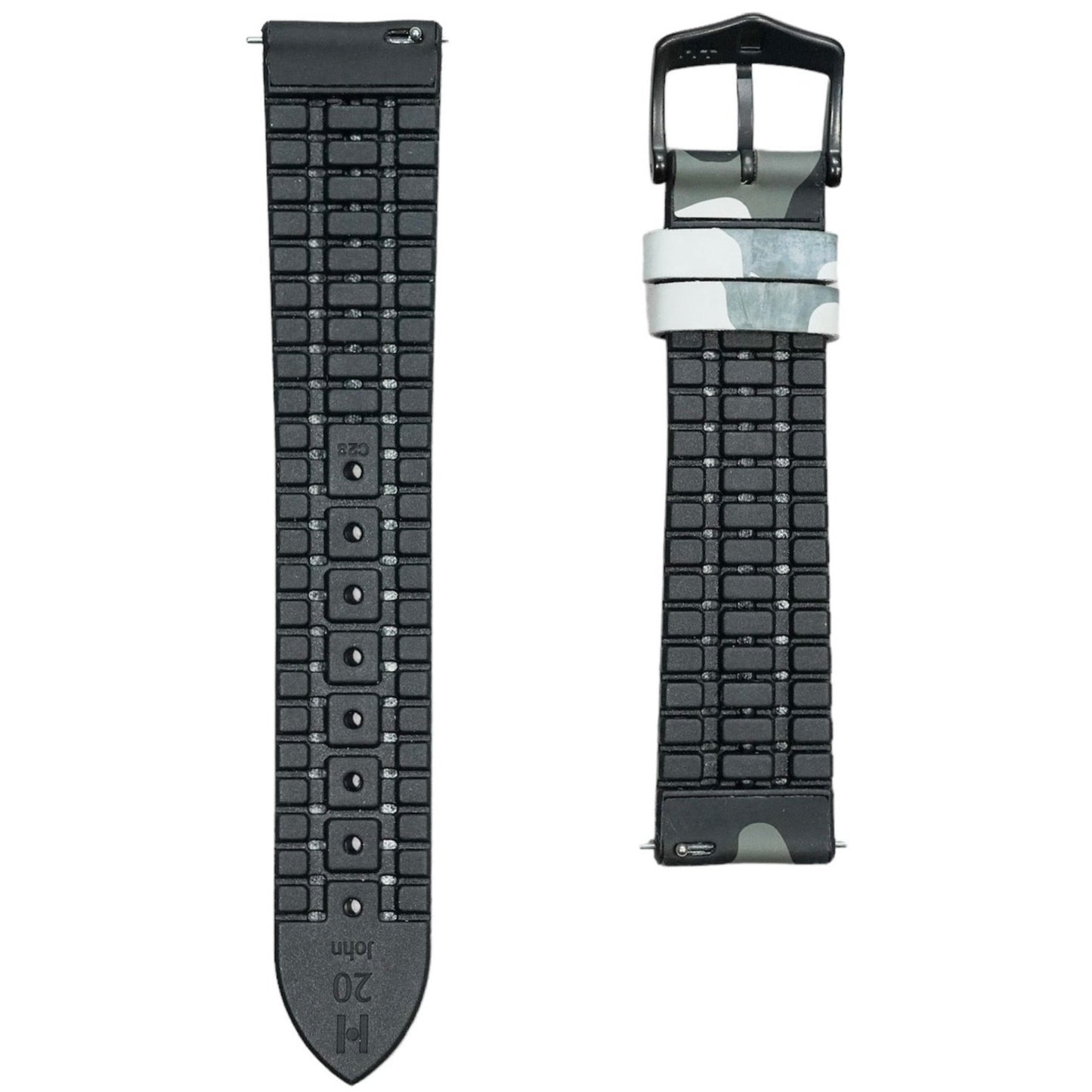 Hirsch JOHN Natural Rubber Performance Watch Strap in GREY CAMOUFLAGE