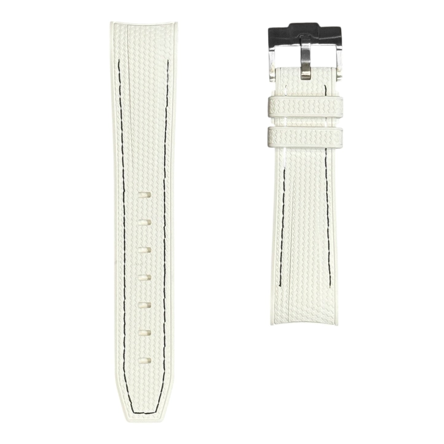 61M - Rubber strap White with black stitching