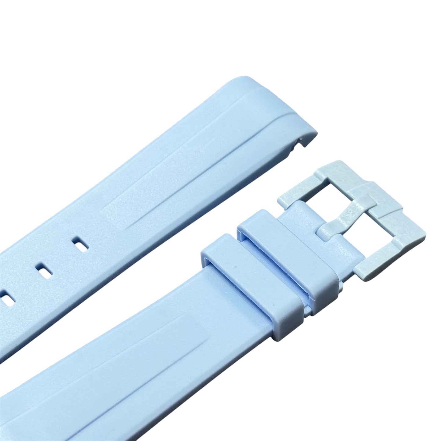 60M - Baby blue Curve end Rubber strap
