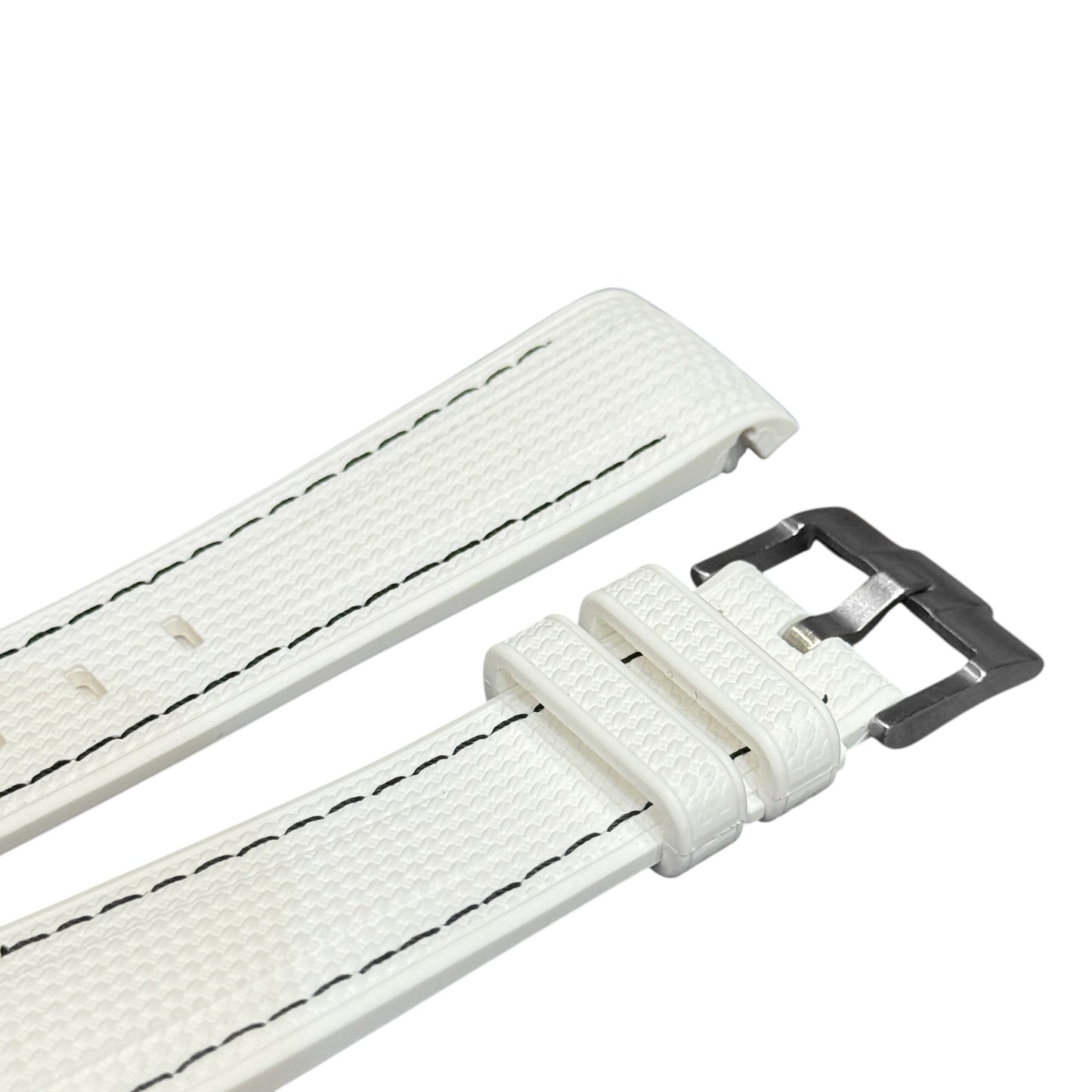61M - Rubber strap White with black stitching