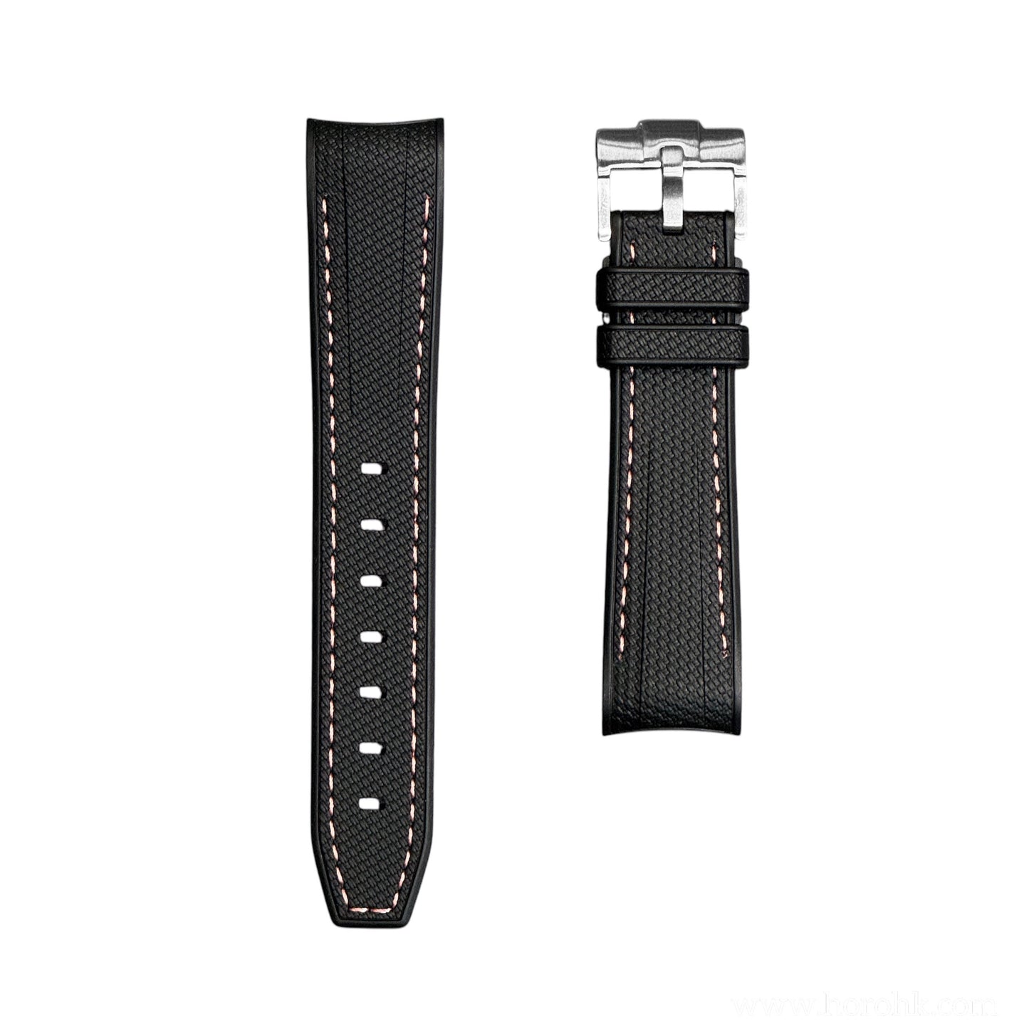 🎁 61M - Rubber strap Black with light pink stitching (100% off)