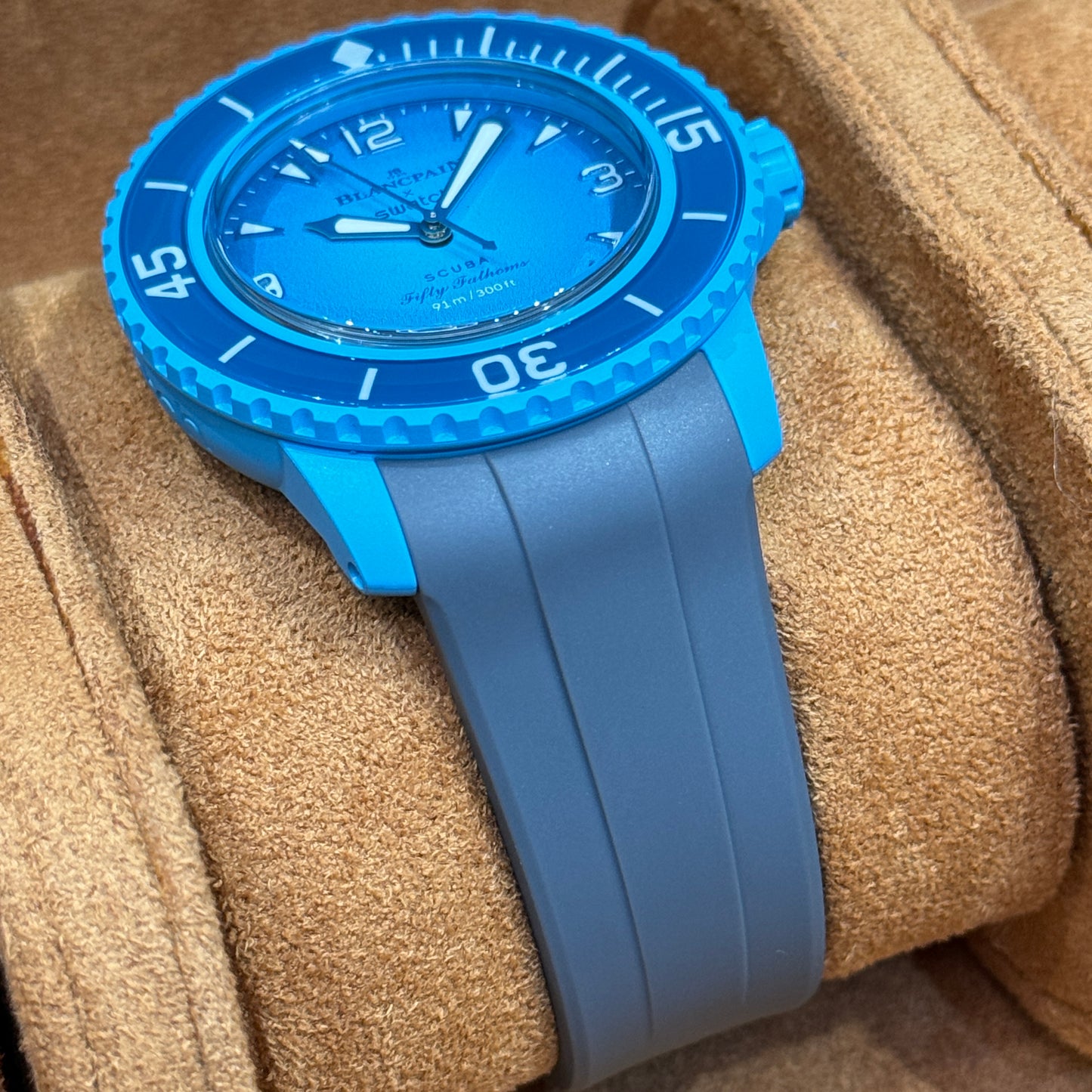 50F - Blue curve end Rubber strap for SW x BP Fifty fathoms