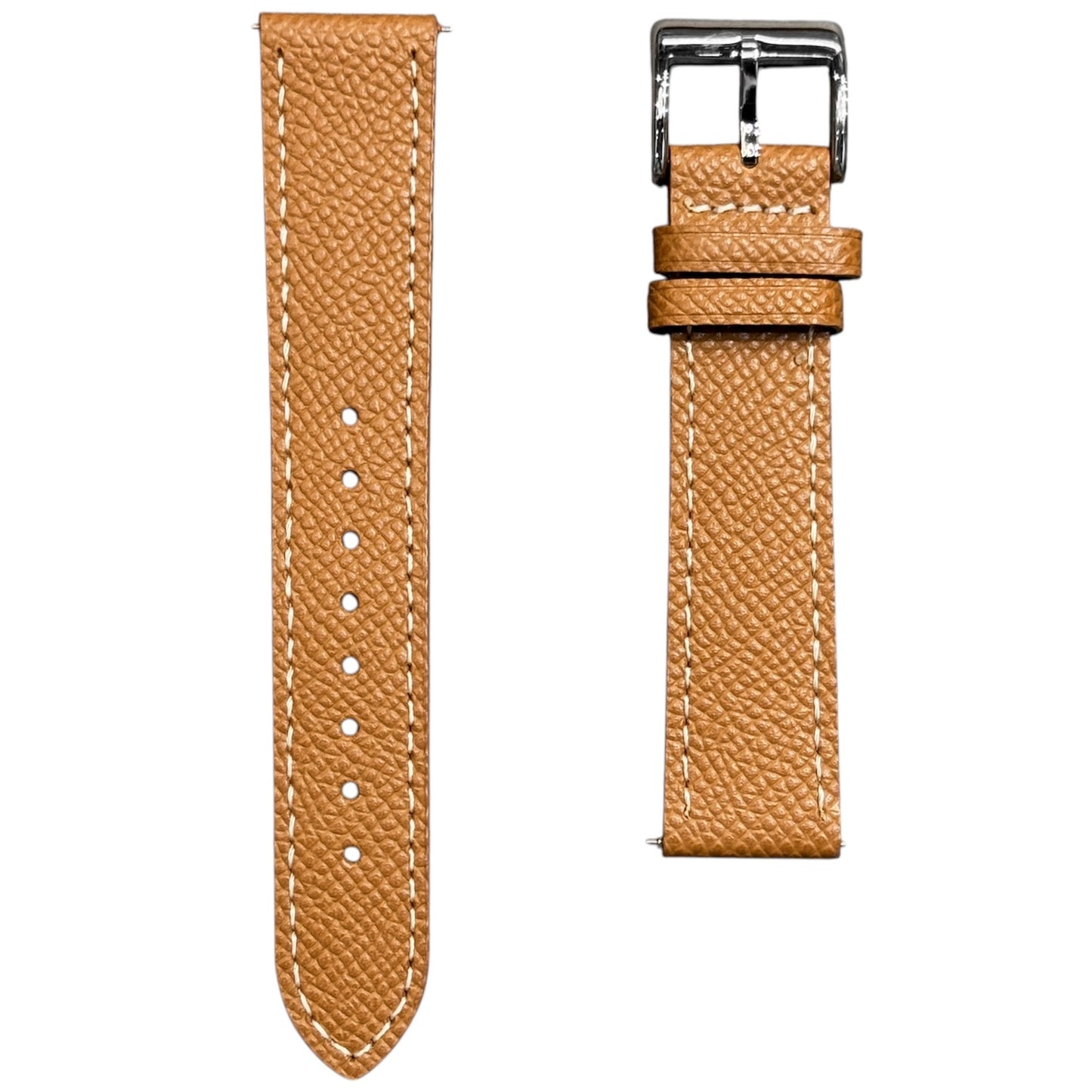 258D - Golden brown Epsom strap with white stitching