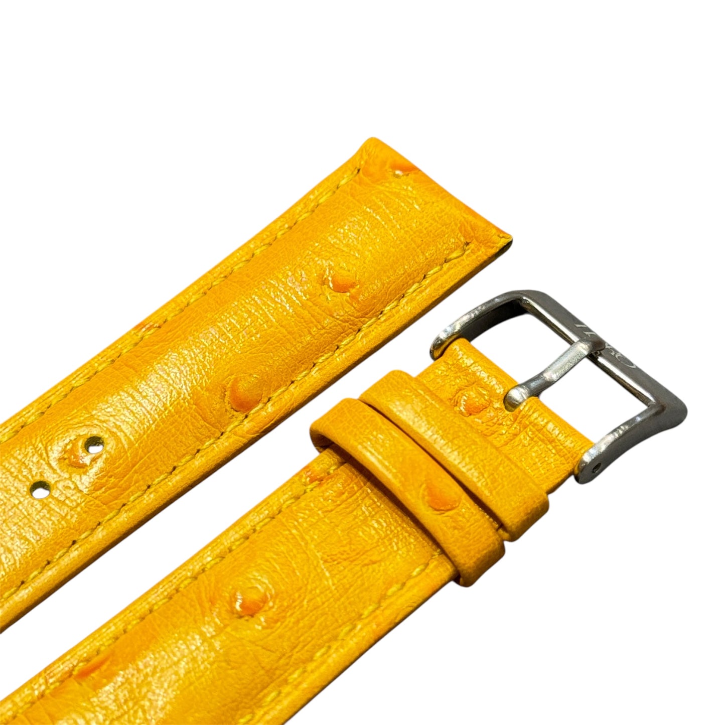 12A - Yellow Ostrich print Genuine Leather strap