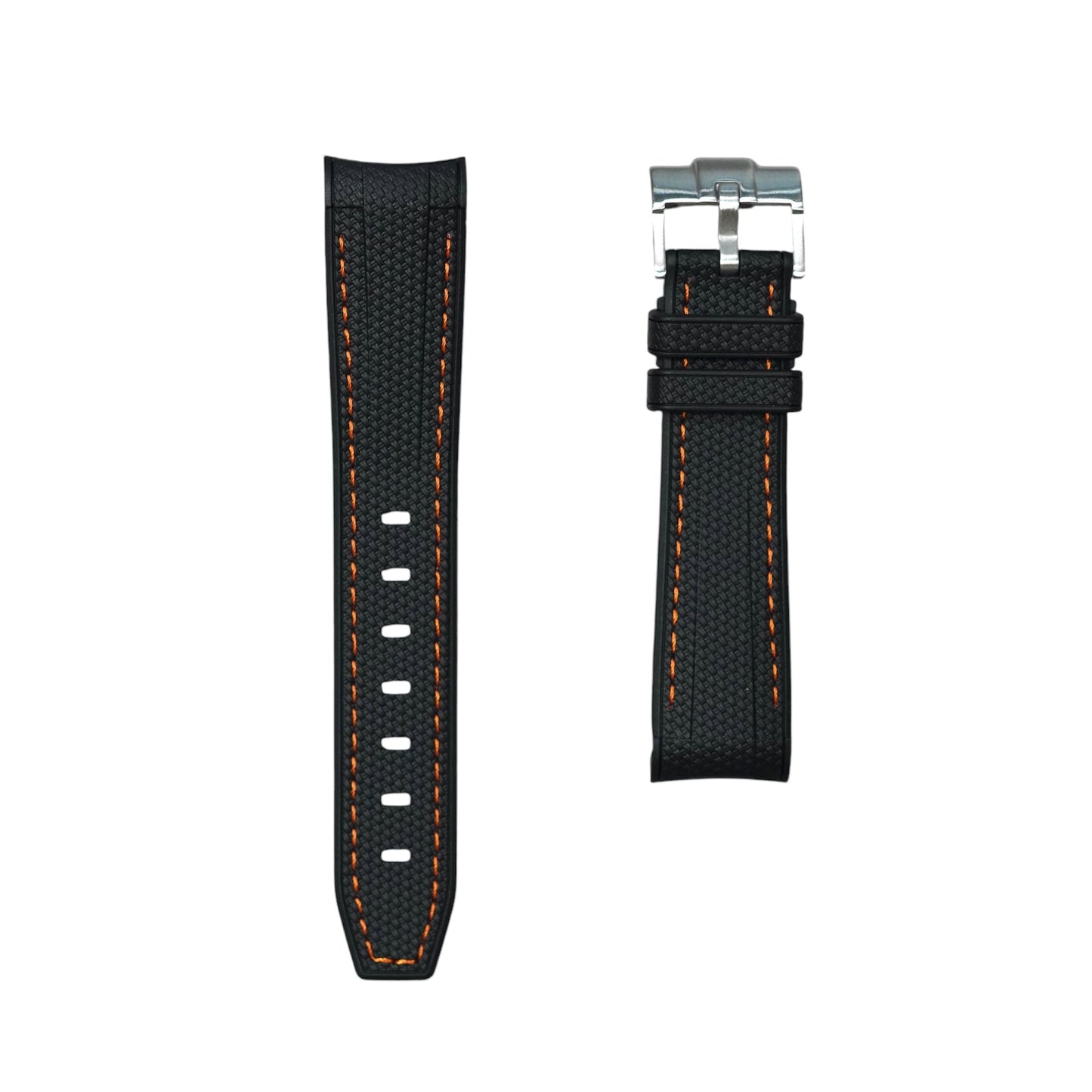 🎁 61M - Rubber strap Black with orange stitching (100% off)
