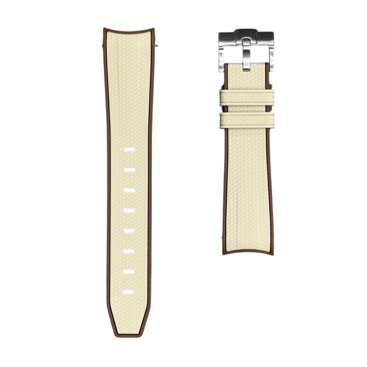 🎁 61M - Beige/Brown Rubber strap (100% off)