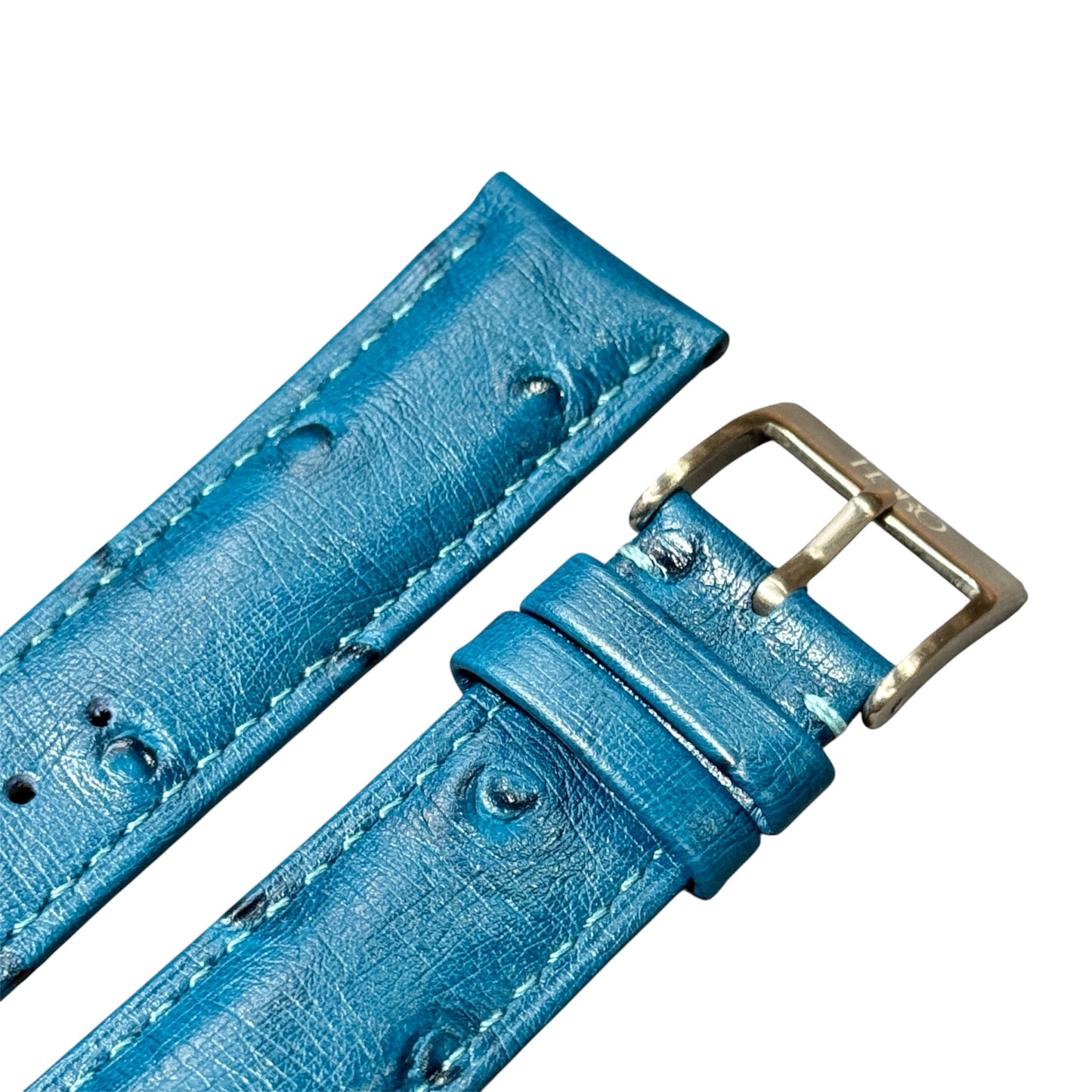 12A - Blue Ostrich print Genuine Leather strap