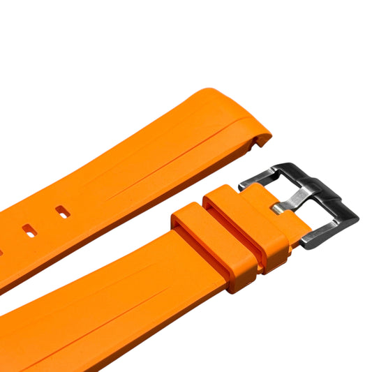 62M - Orange 20mm curve end FKM rubber strap