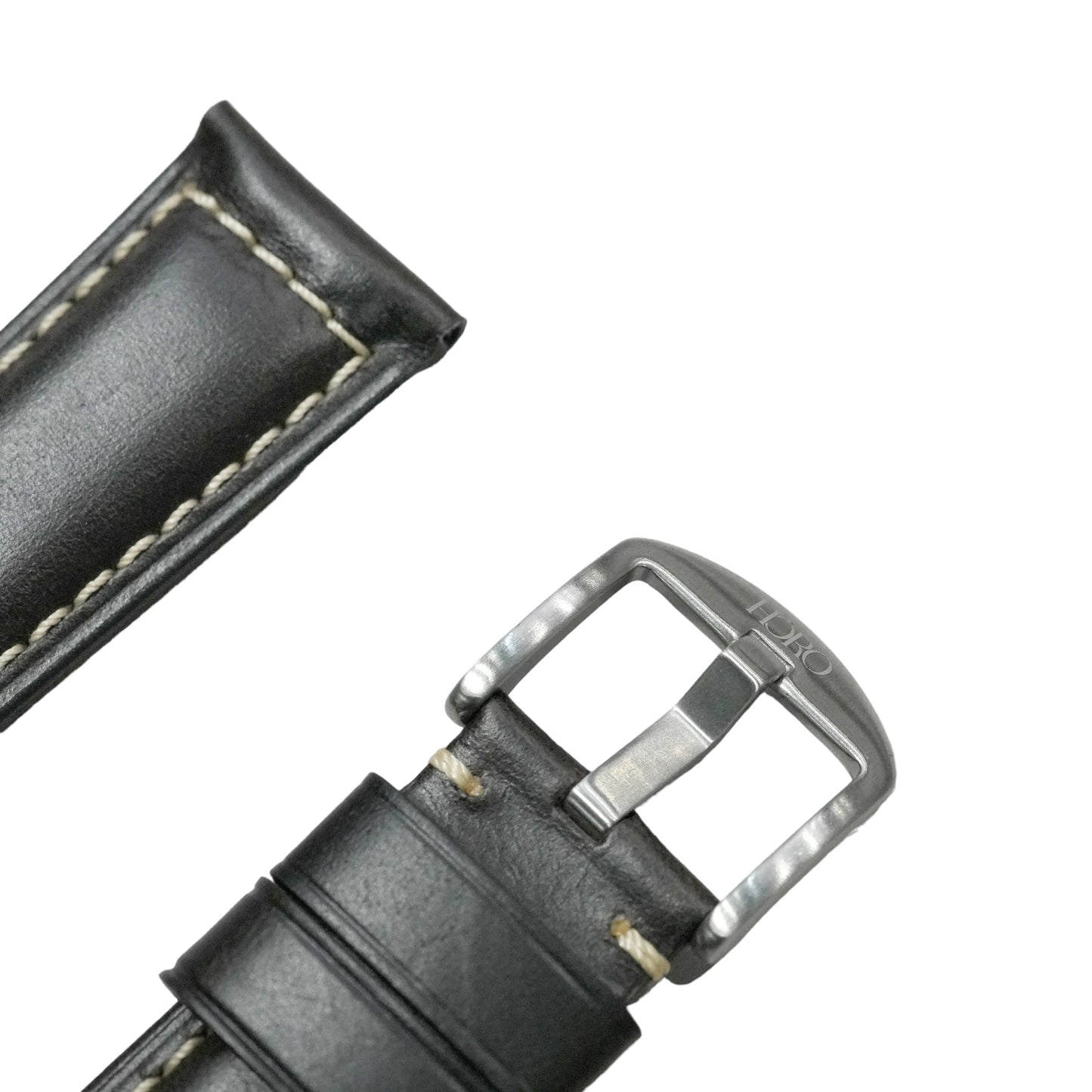 969 - Calf leather strap Matt Black