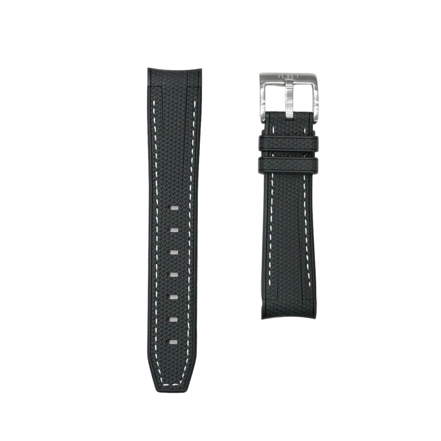 🎁 61M - Rubber strap black with white stitching (100% off)