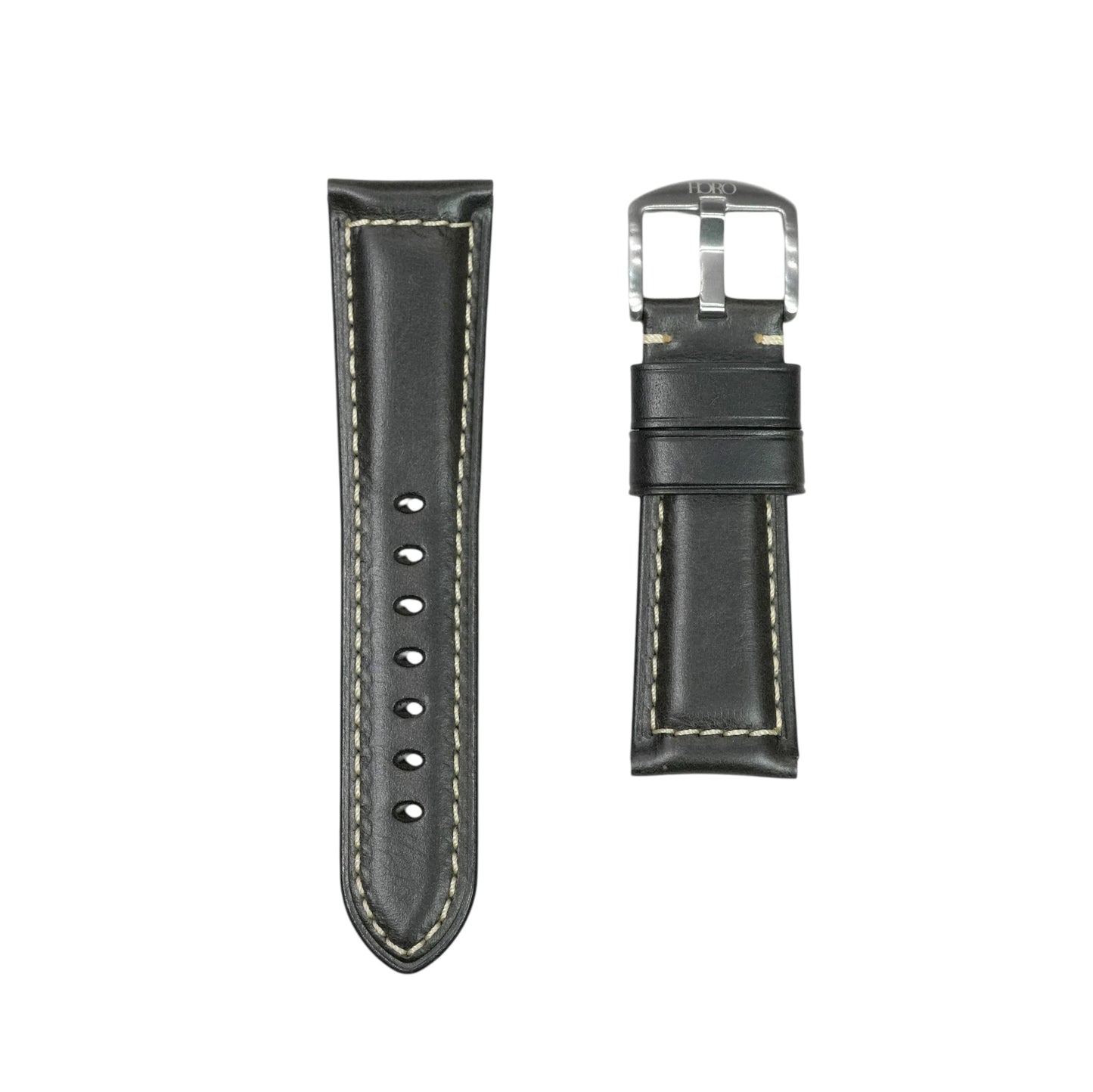 969 - Calf leather strap Matt Black