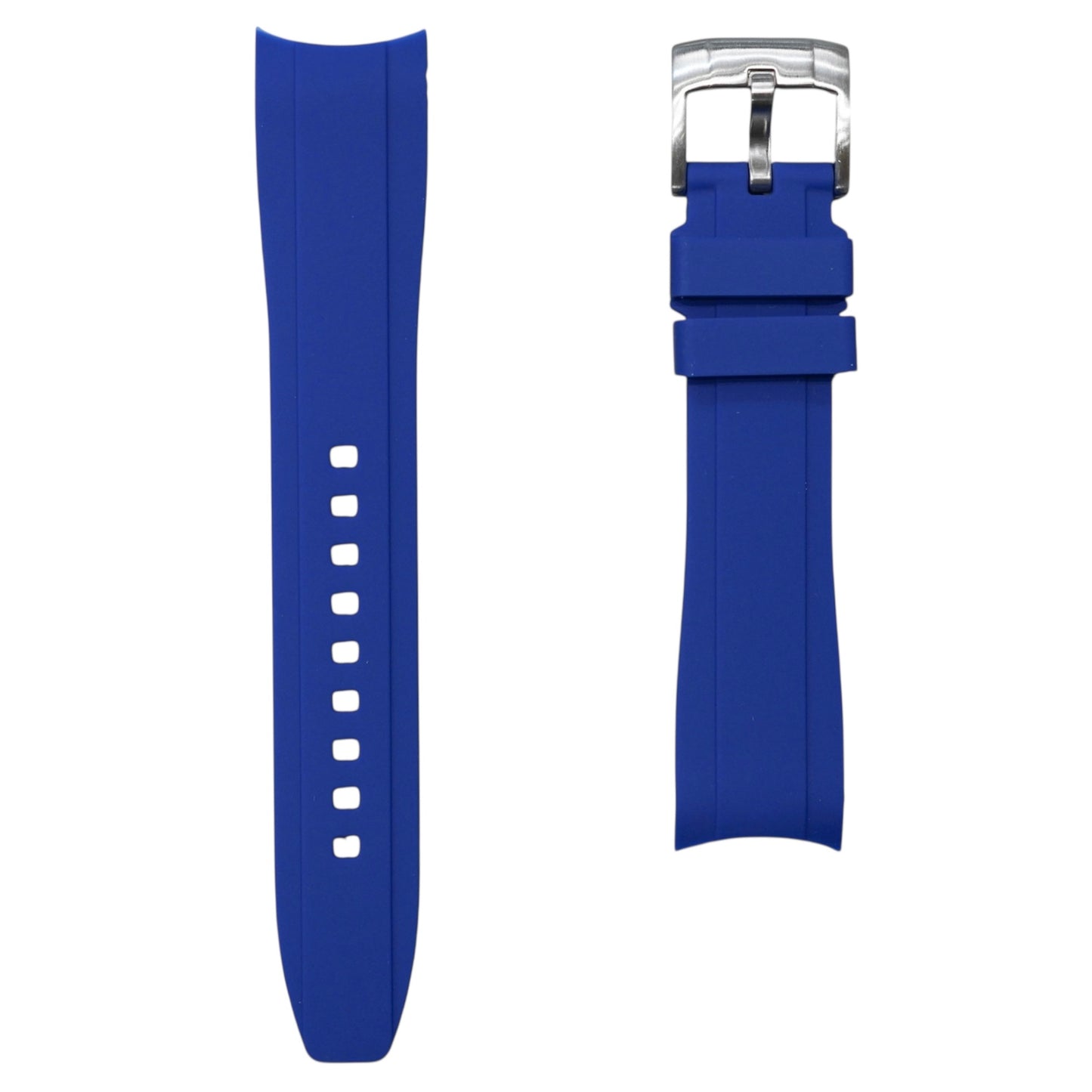 63M - Royal blue Curve end rubber strap