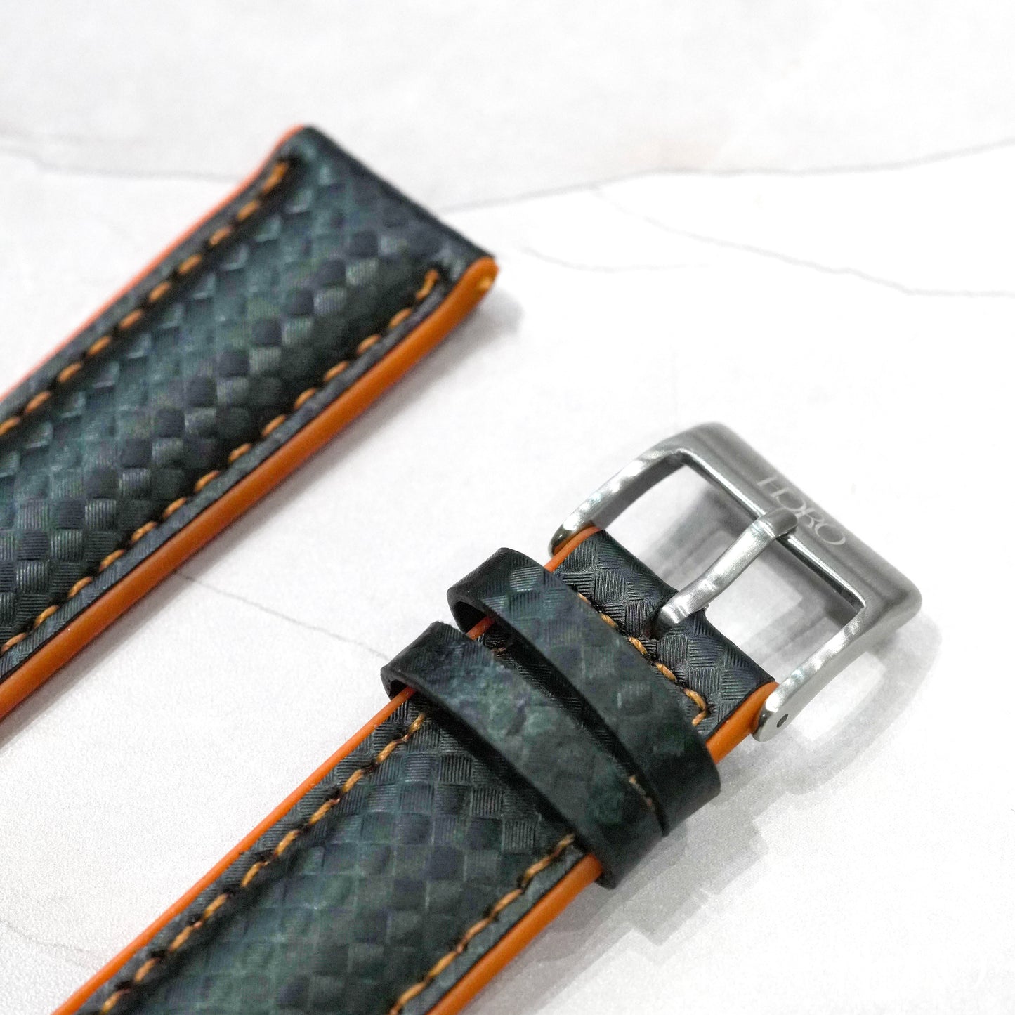 69M - Calf/silicone rubber strap Orange Black