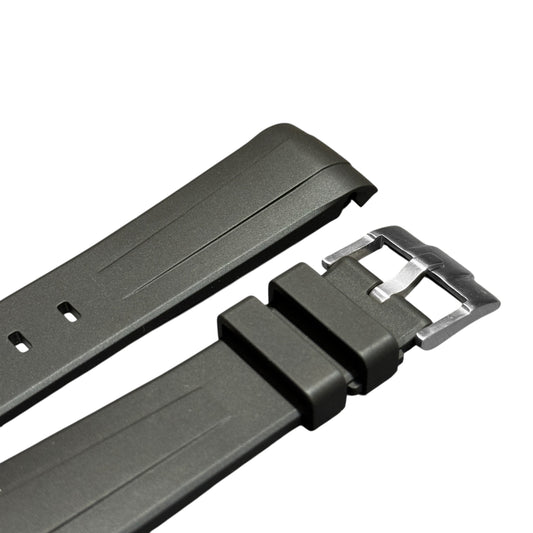 62M - Black 20mm curve end FKM rubber strap