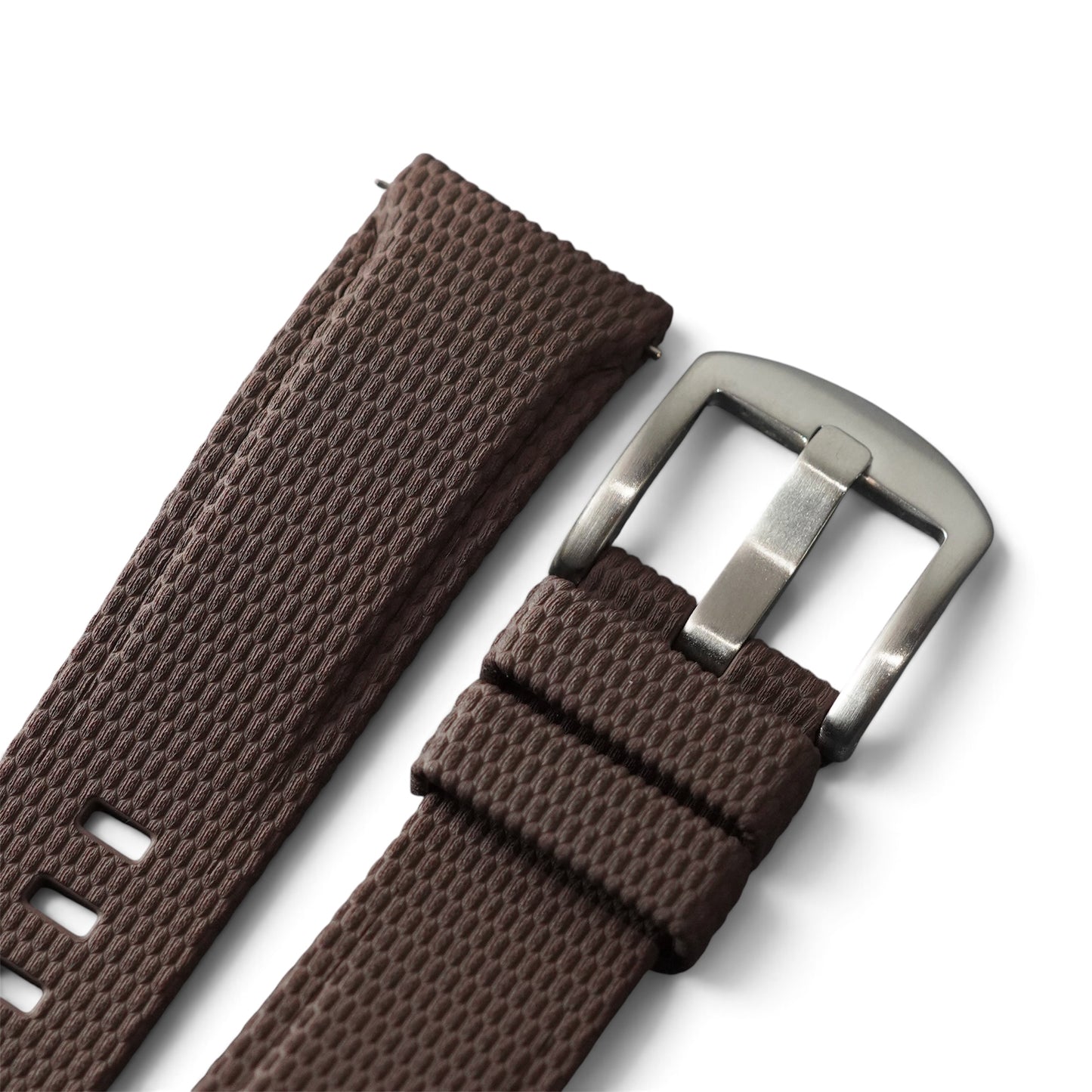 389 - Brown Curve end weave FKM Rubber strap