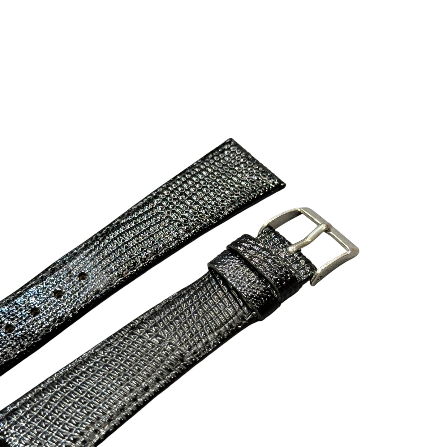 9A - Shiny Black Genuine leather strap(Lizard print)