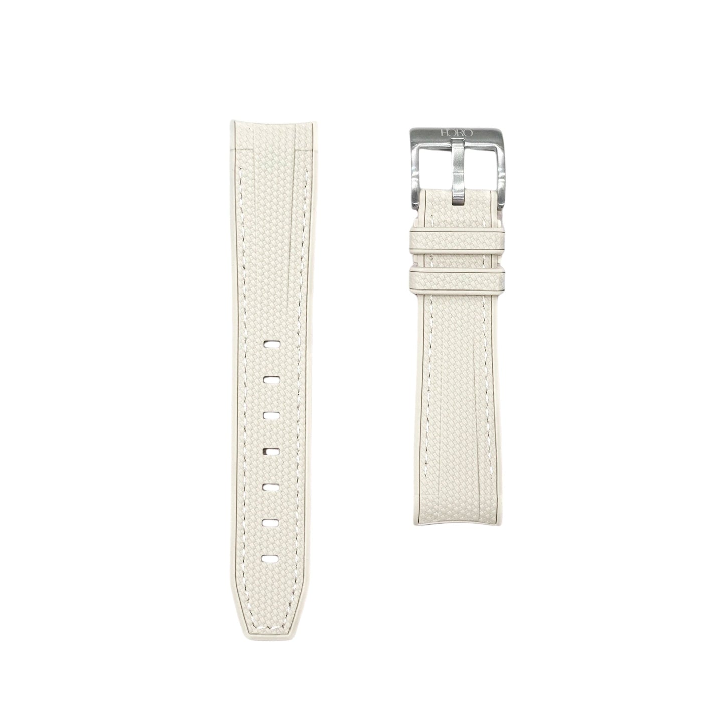 🎁 61M - Rubber strap Beige with white stitching (100% off)
