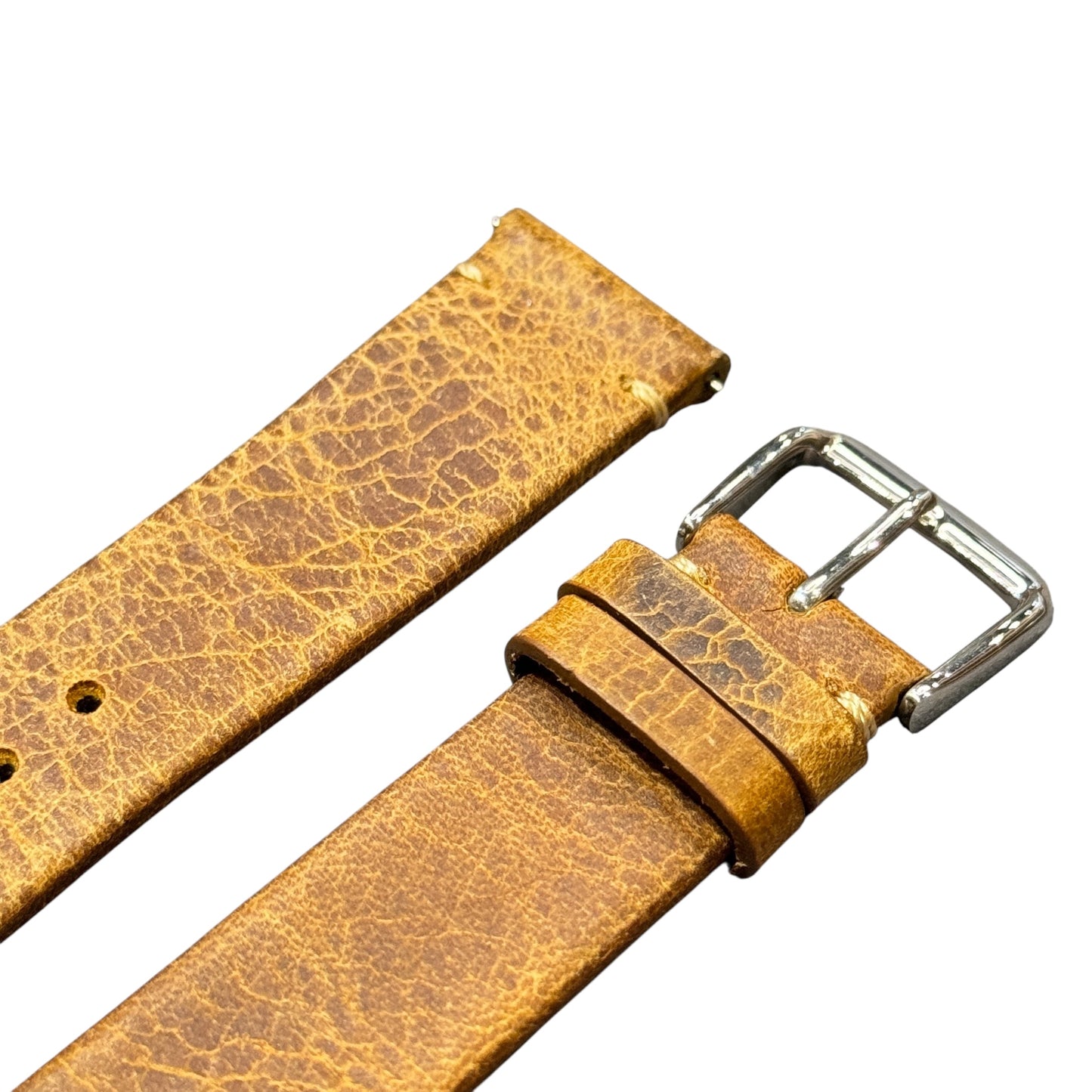 102 - Vintage calf leather strap Crack brown