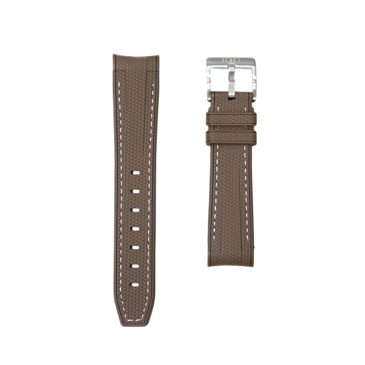🎁 61M - Rubber strap brown with white stitching (100% off)