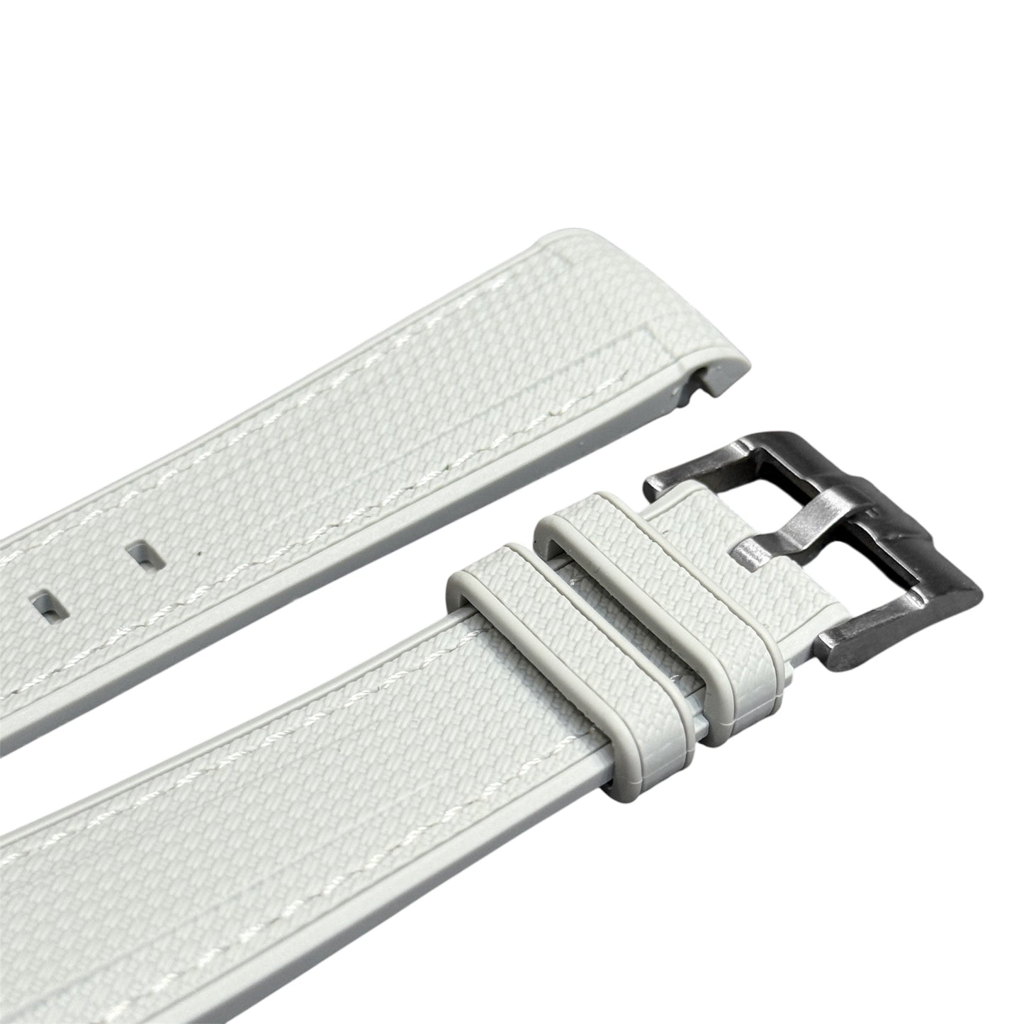 🎁 61M - Rubber strap Light Grey with white stitching (100% off)