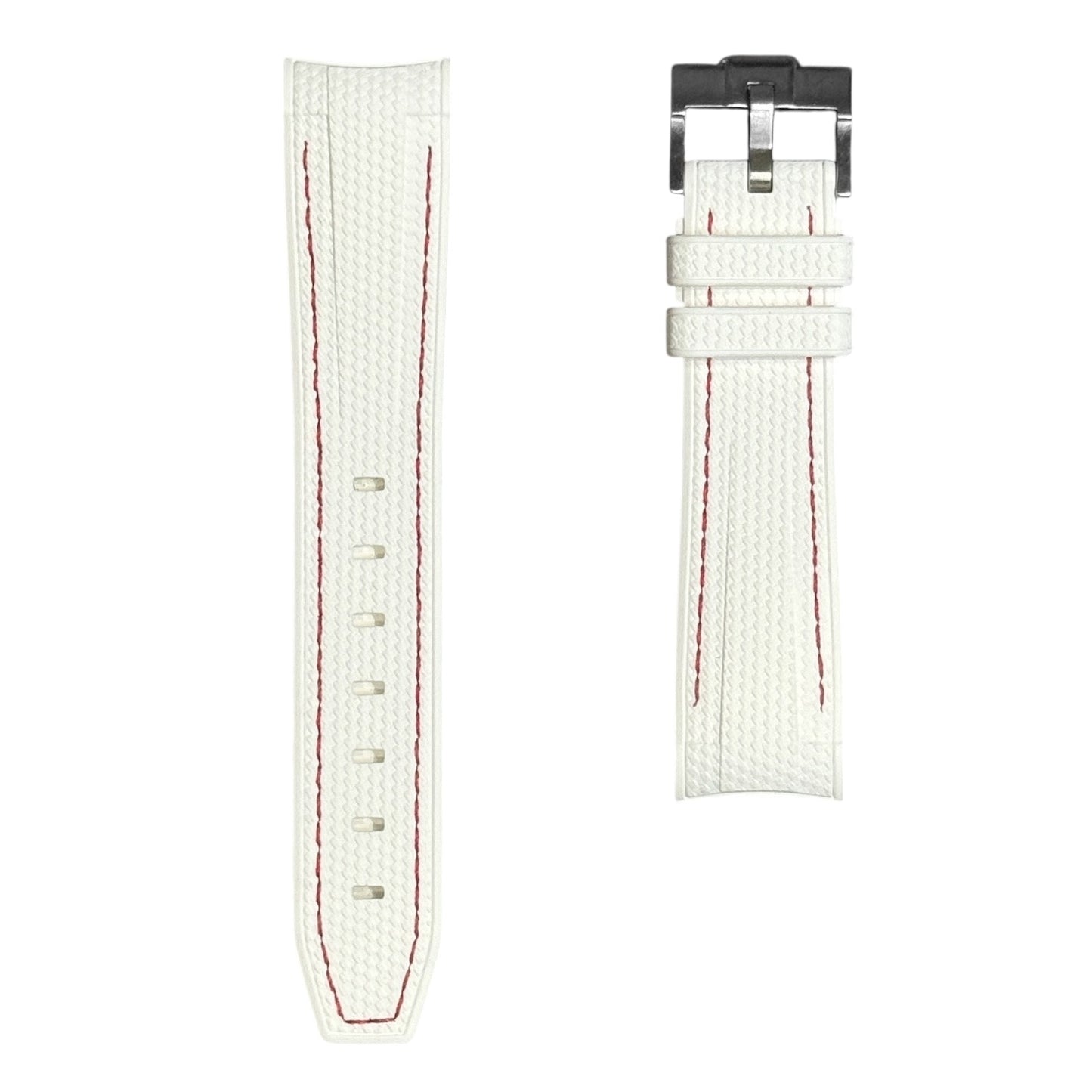 🎁 61M - Rubber strap white with red stitching (100% off)
