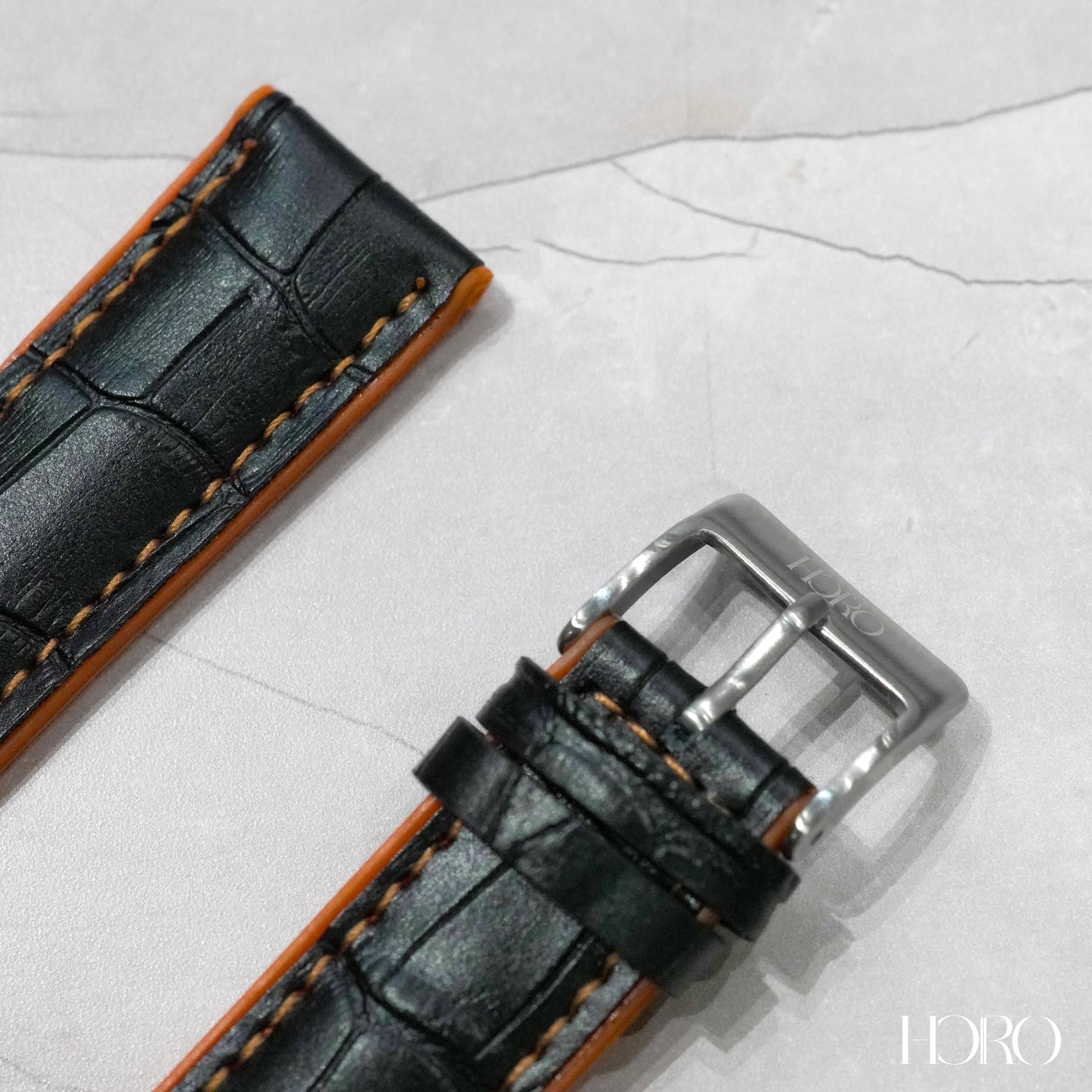 59X - Calf/silicone rubber strap Orange/Black