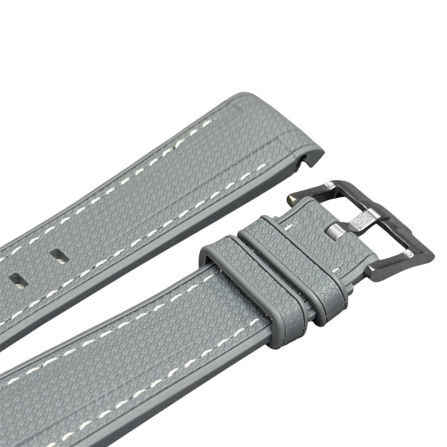 61M - Rubber strap Grey with white stitching