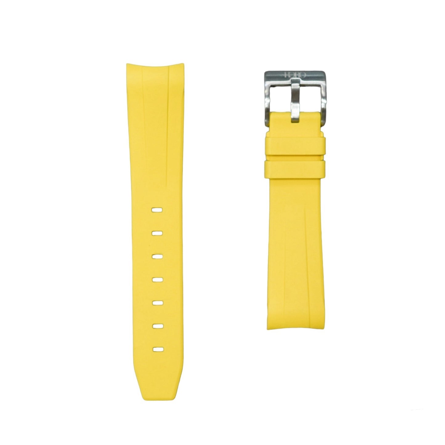 62M - Yellow 20mm curve end FKM rubber strap