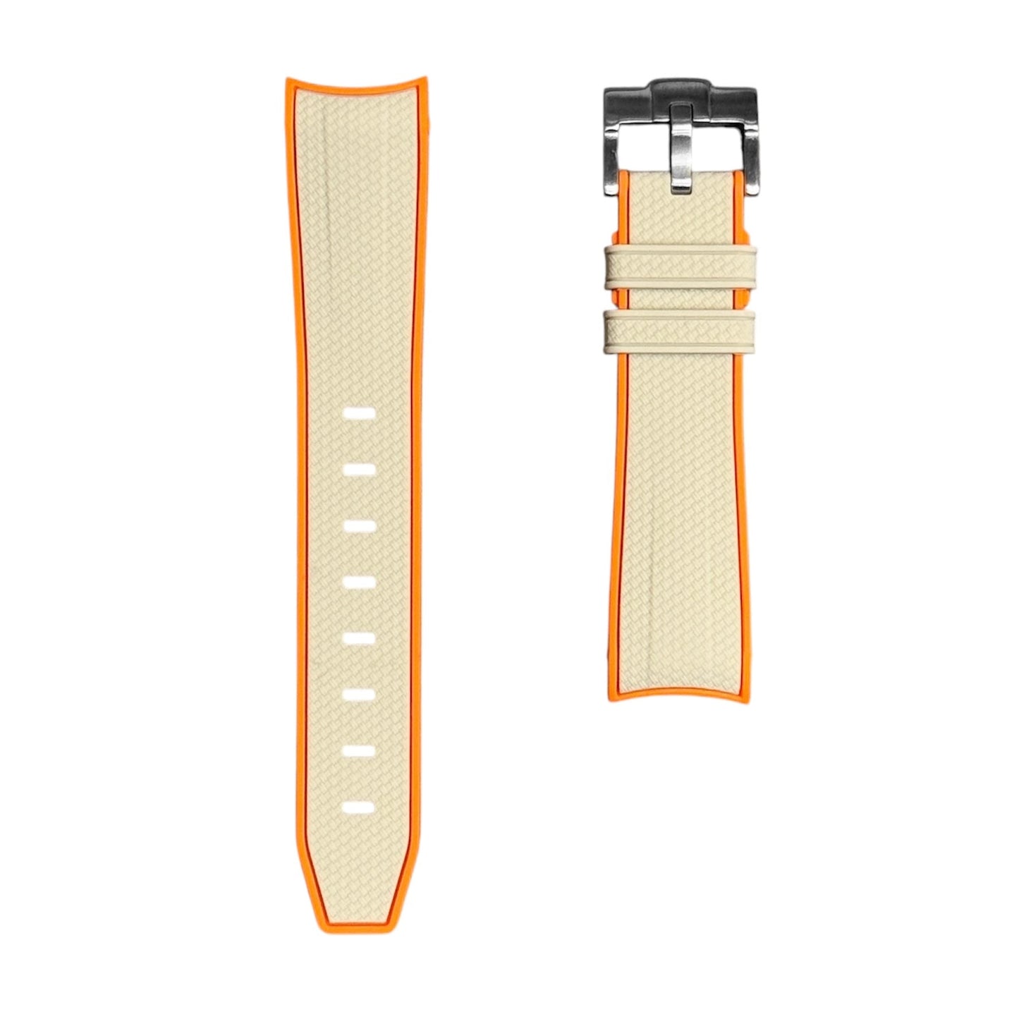 🎁 61M - Beige/Orange Rubber strap (100% off)