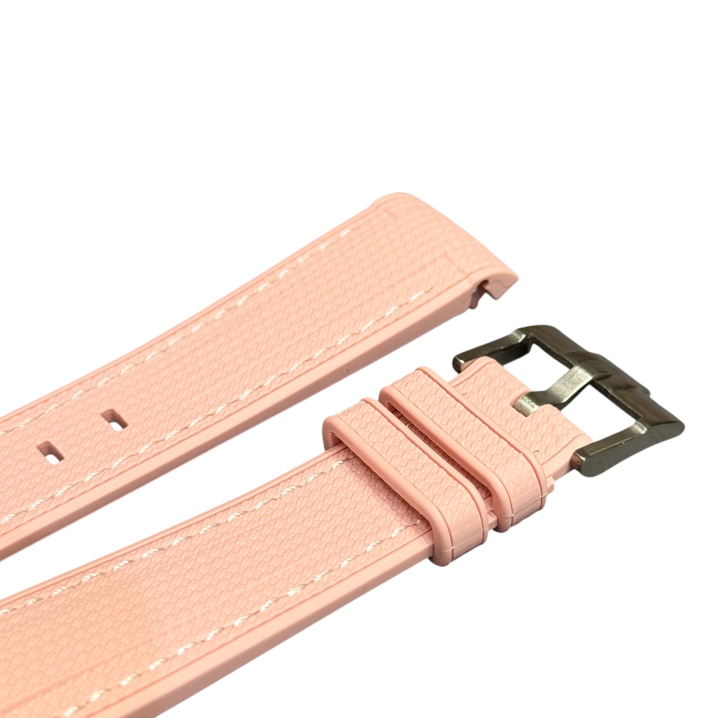 🎁 61M - Rubber strap Pink with white stitching (100% off)
