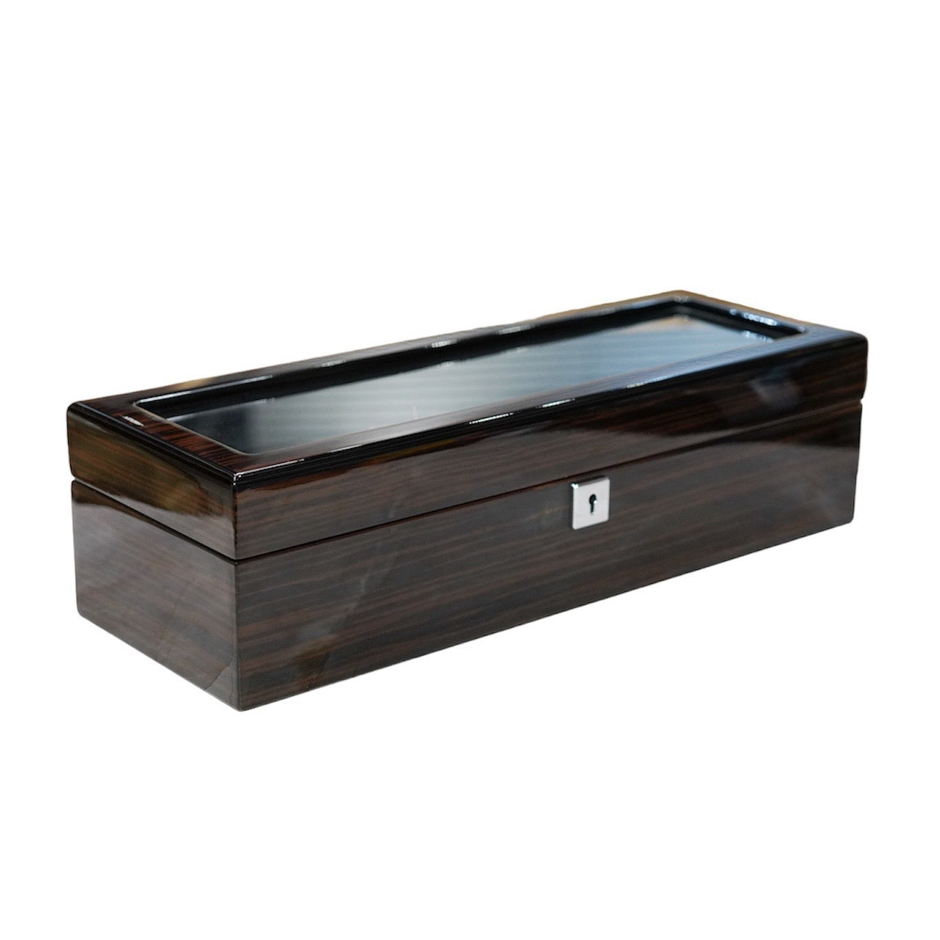 Dark brown Lacquered Wooden case for 5 watches