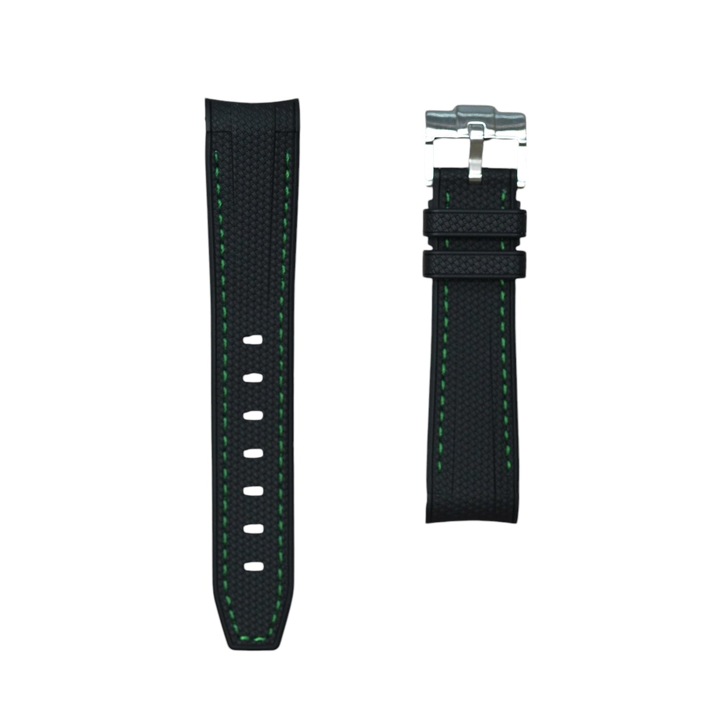 🎁 61M - Rubber strap Black with green stitching (100% off)