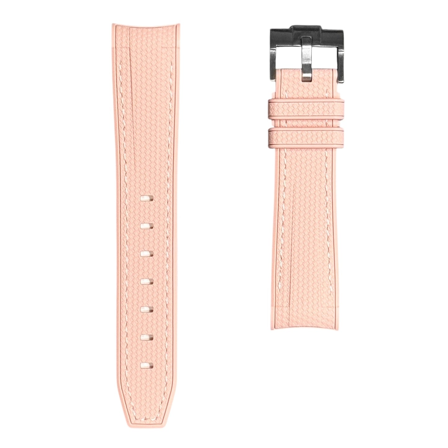 🎁 61M - Rubber strap Pink with white stitching (100% off)