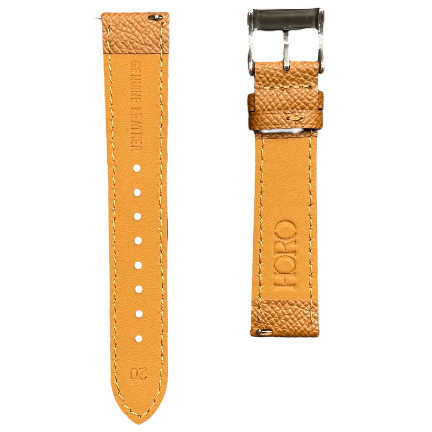 258D - Golden brown Epsom strap with white stitching