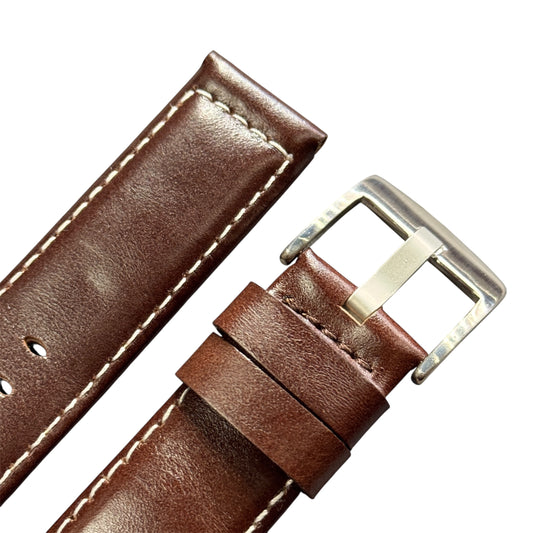 225 - Genuine leather Brown with white stitching