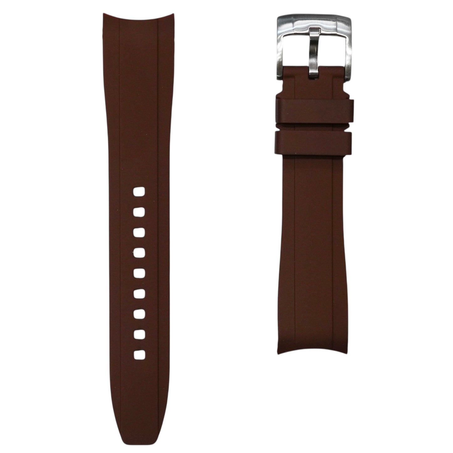 63M - Brown Curve end rubber strap