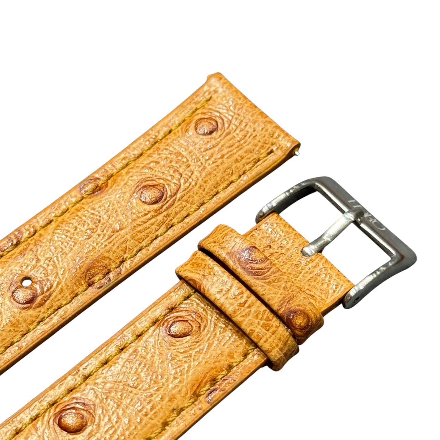 12A - Golden Brown Ostrich print Genuine Leather strap