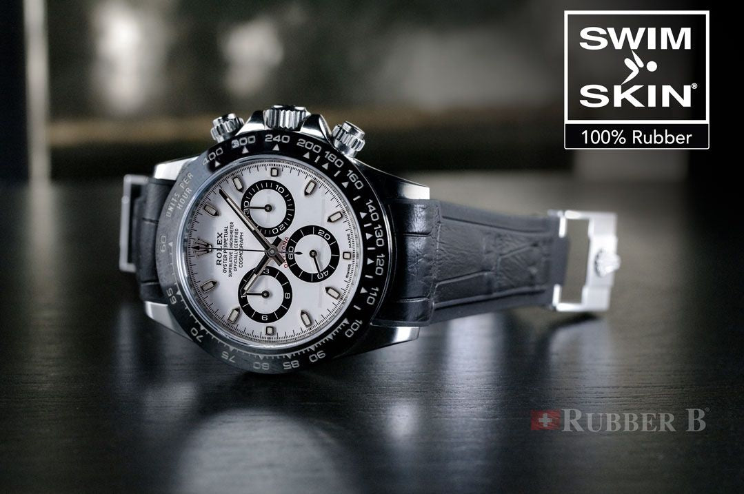 Rubber Strap for Rolex Daytona/GMT on Oyster Bracelet - SwimSkin® Alligator