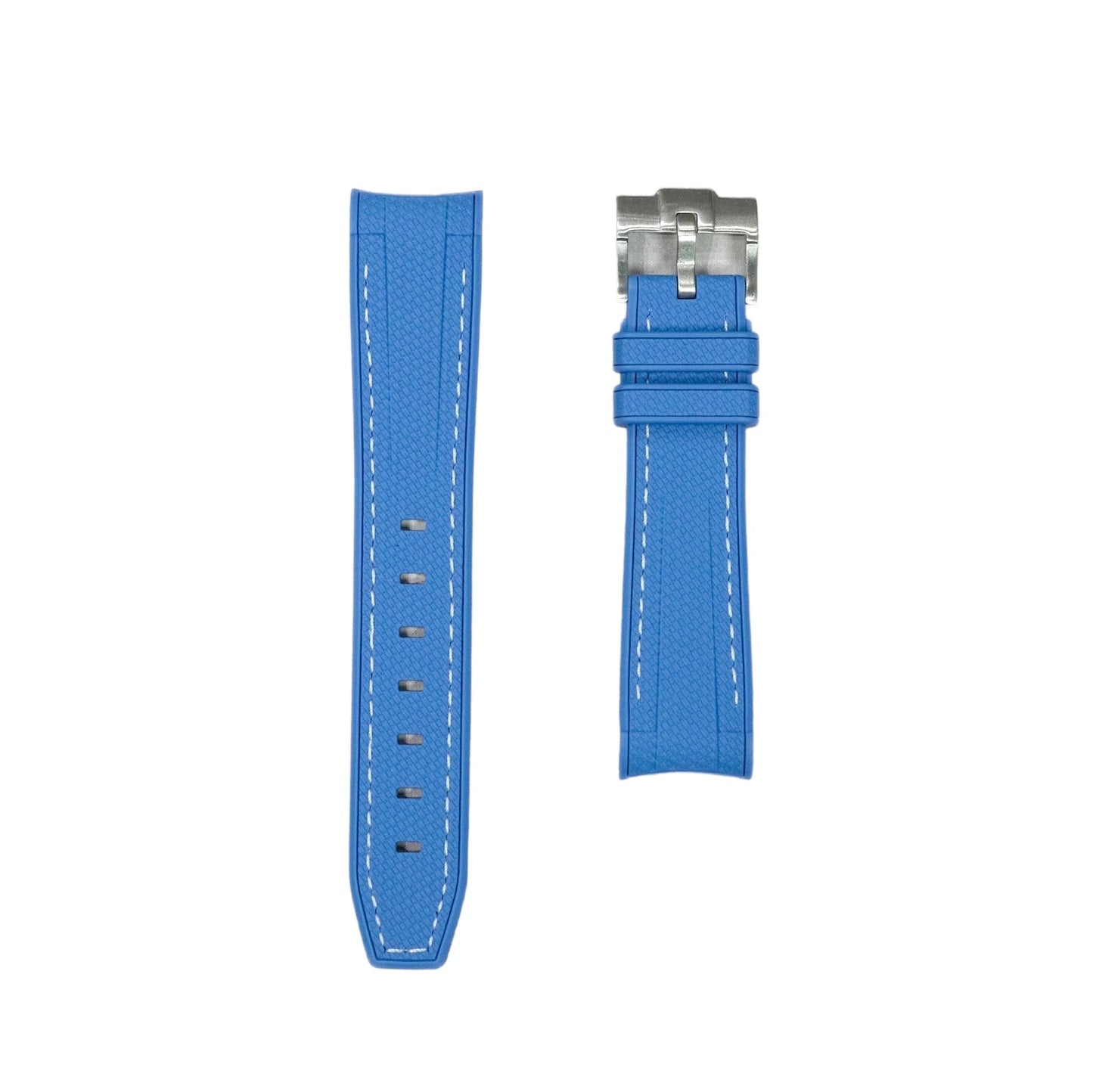 🎁 61M - Rubber strap Blue with white stitching (100% off)