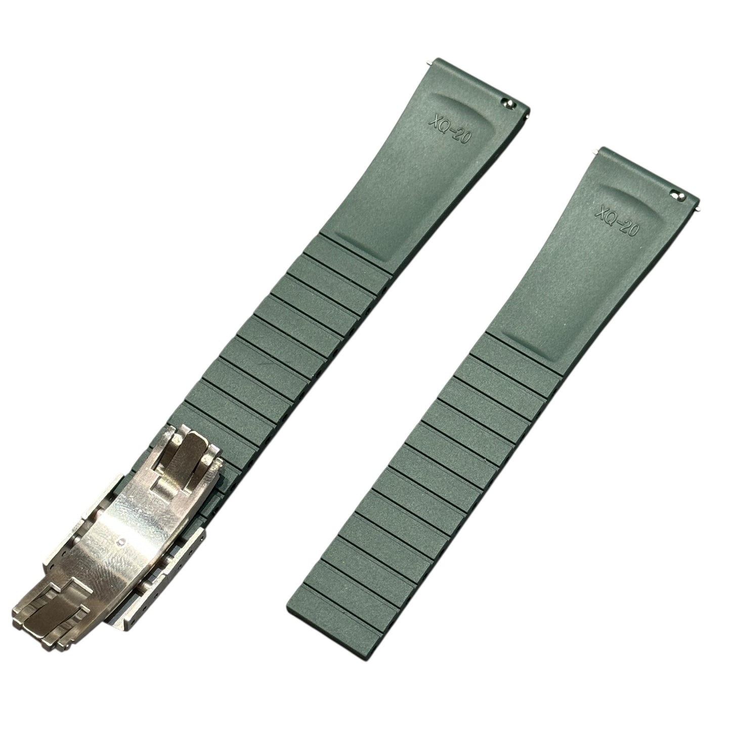 610 - Forest Green Adjustable FKM Rubber strap with clasps