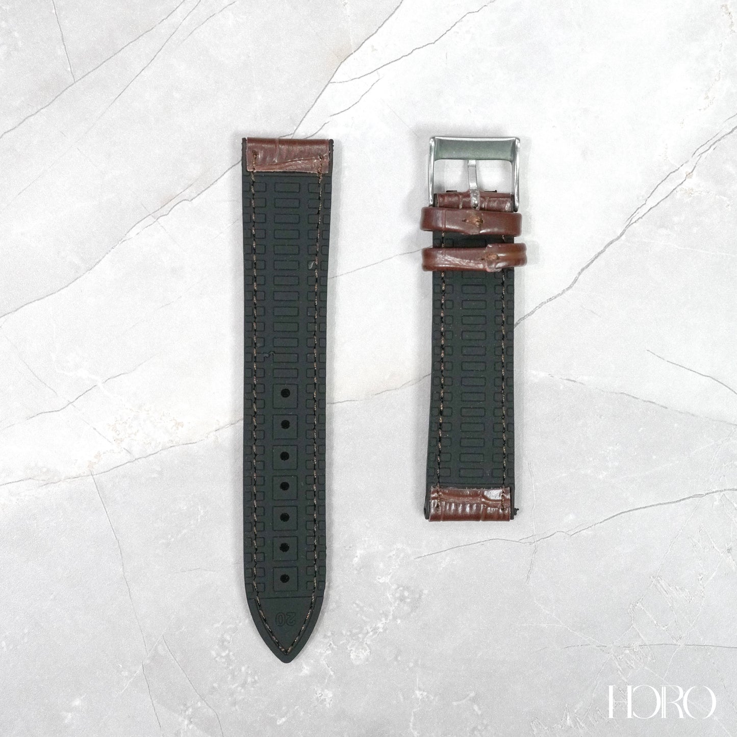 59X - Calf/silicone rubber strap Black Brown