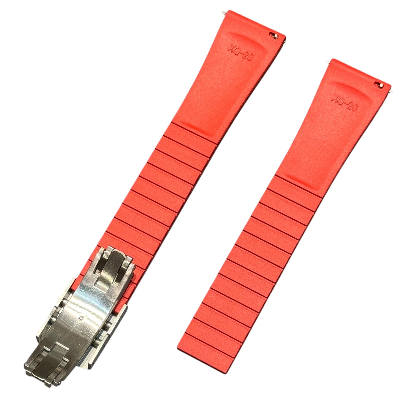 610 - Red Adjustable FKM Rubber strap with clasps