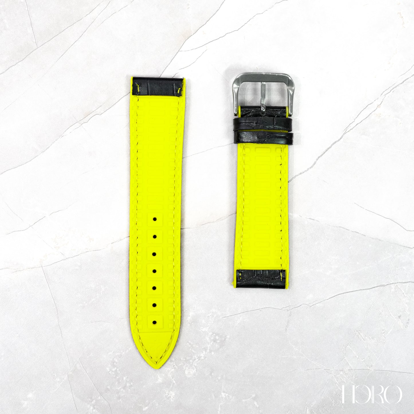 59X - Calf/silicone rubber strap Yellow/Black