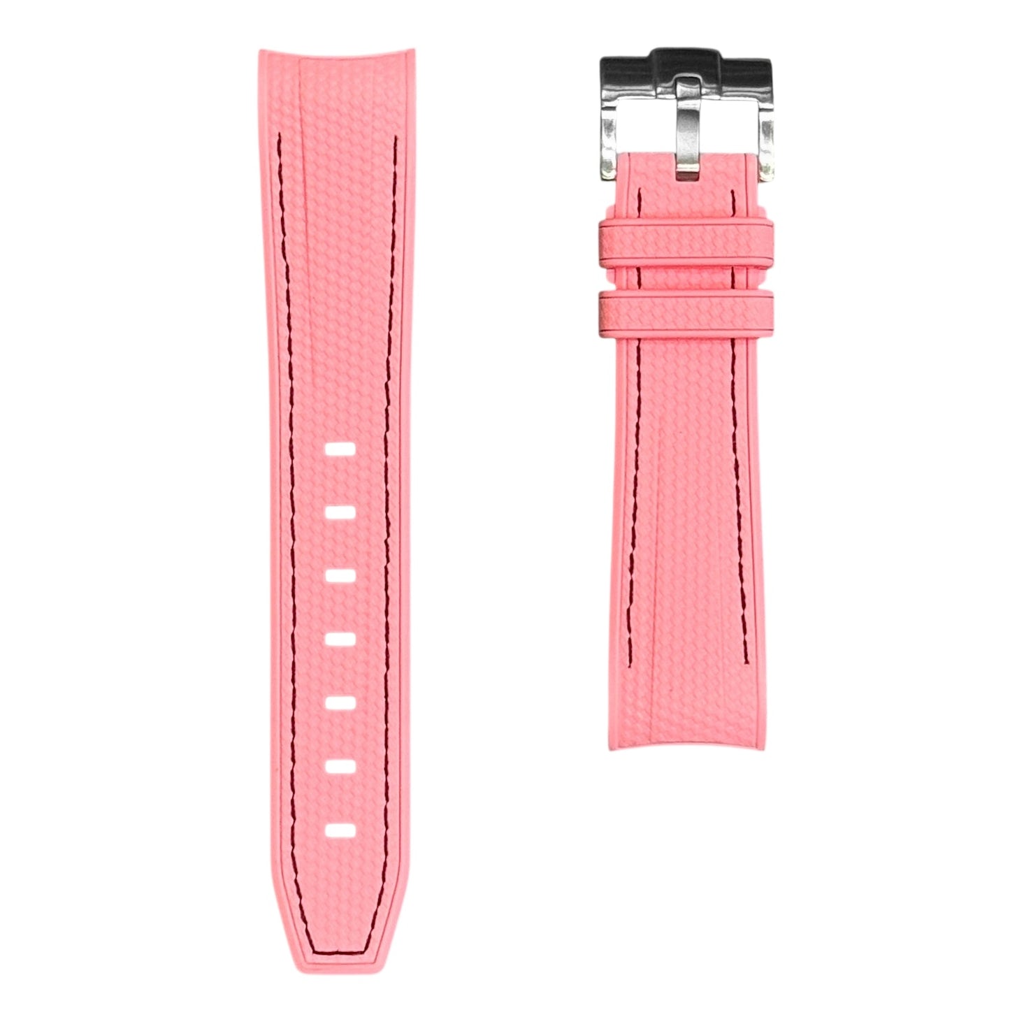 61M - Rose pink with black stitching Rubber strap