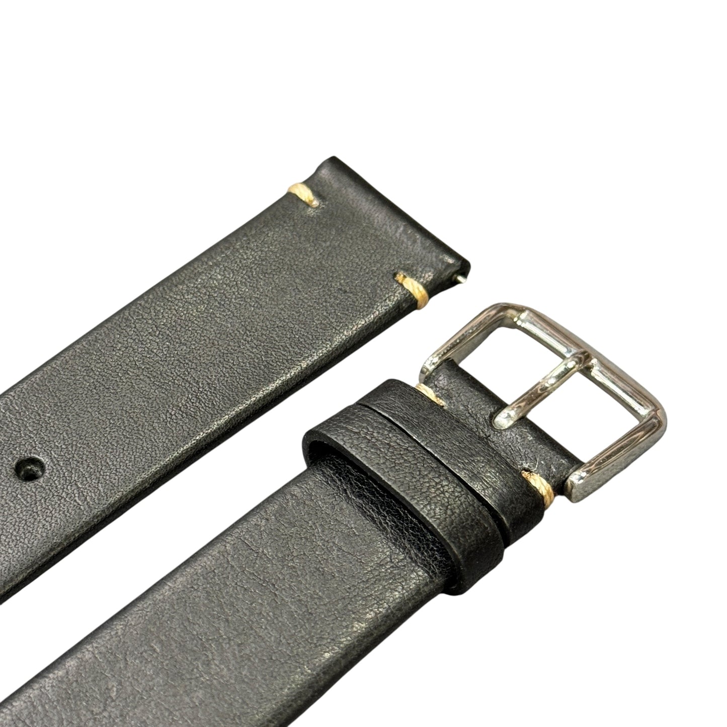 102 - Vintage calf leather strap Black