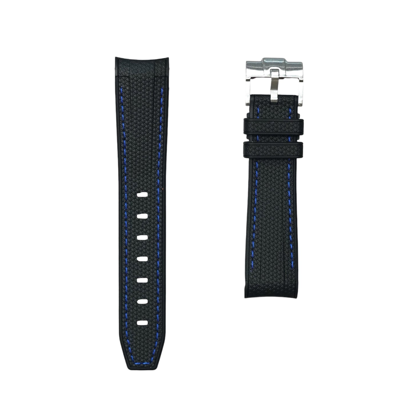 🎁 61M - Rubber strap Black with blue stitching (100% off)