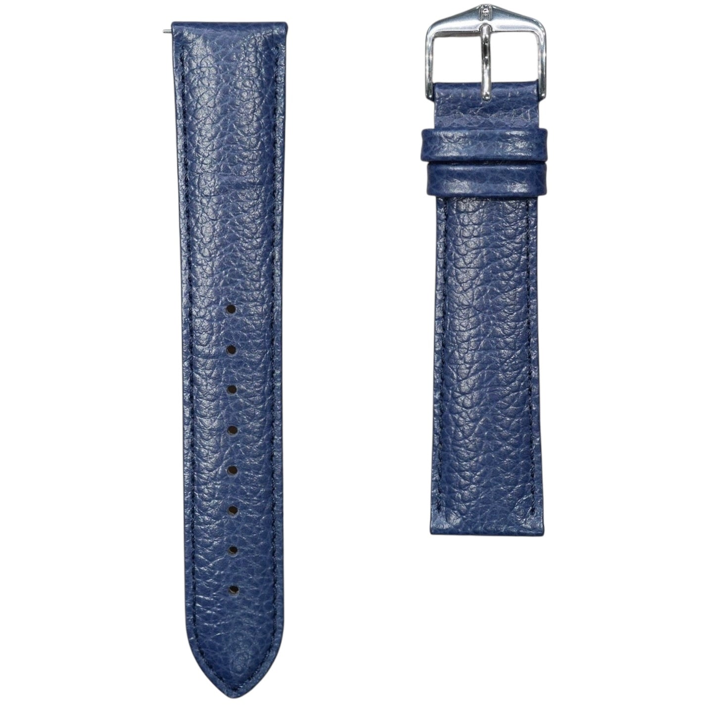 Hirsch KANSAS Buffalo Embossed Calf Leather Watch Strap in Blue