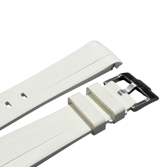 62M - White 20mm curve end FKM rubber strap